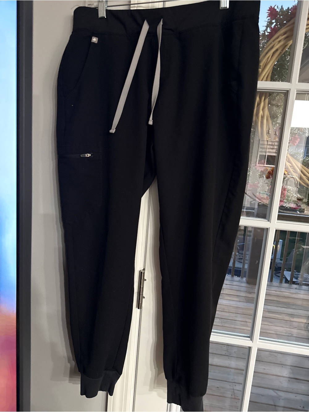 Figs Black Track Jogger Pants with Contrast Drawstring